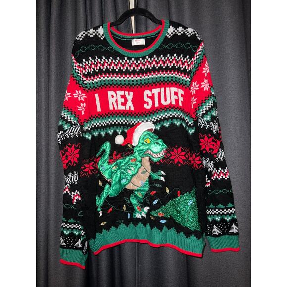 Ugly Christmas Sweater Xmas Size Large Dinosaur - Picture 1 of 3